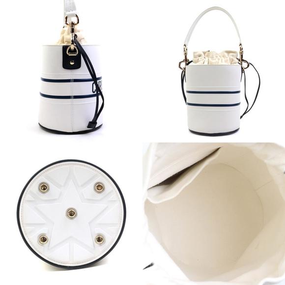 Dior Crossbody White  Bag Navy Vibe Christian Bucket Leather Micro - Picture 1 of 5